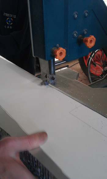 Cutting the aluminium wing
