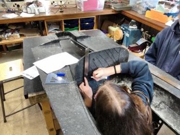 Marking the cutout for the batteries